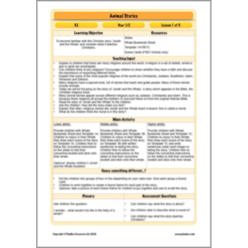 PlanBee Animal Stories Year 1/2 Planning Pack | KS1 RE Planning