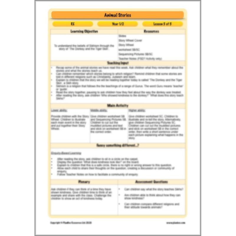 PlanBee Animal Stories Year 1/2 Planning Pack | KS1 RE Planning
