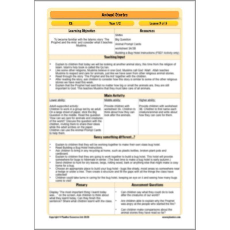 PlanBee Animal Stories Year 1/2 Planning Pack | KS1 RE Planning
