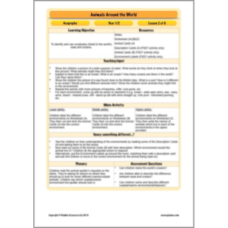 PlanBee Animals Around the World KS1 Geography - PlanBee