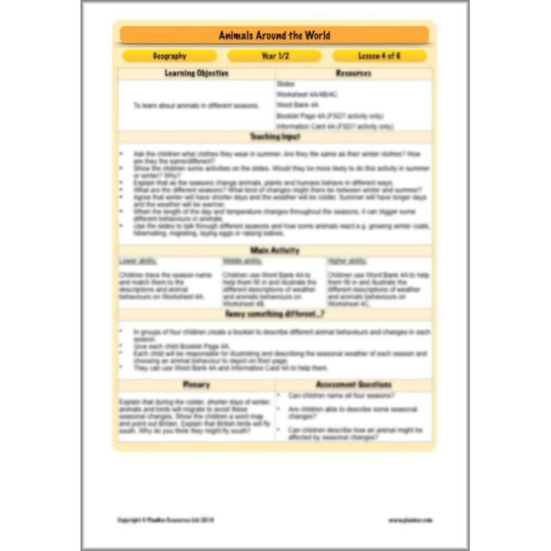 PlanBee Animals Around the World KS1 Geography - PlanBee