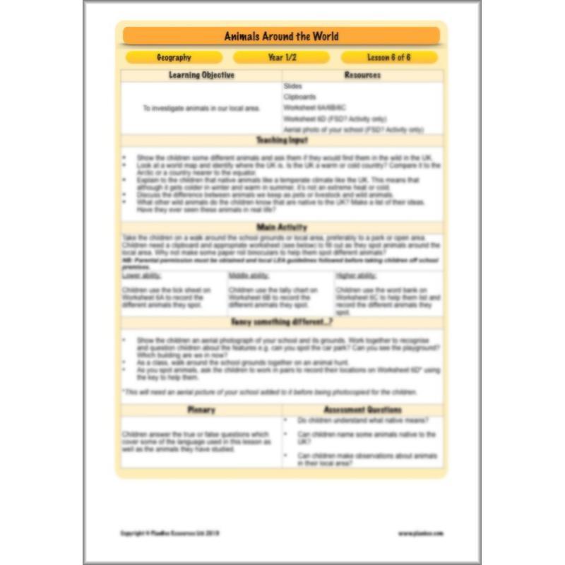 PlanBee Animals Around the World KS1 Geography - PlanBee