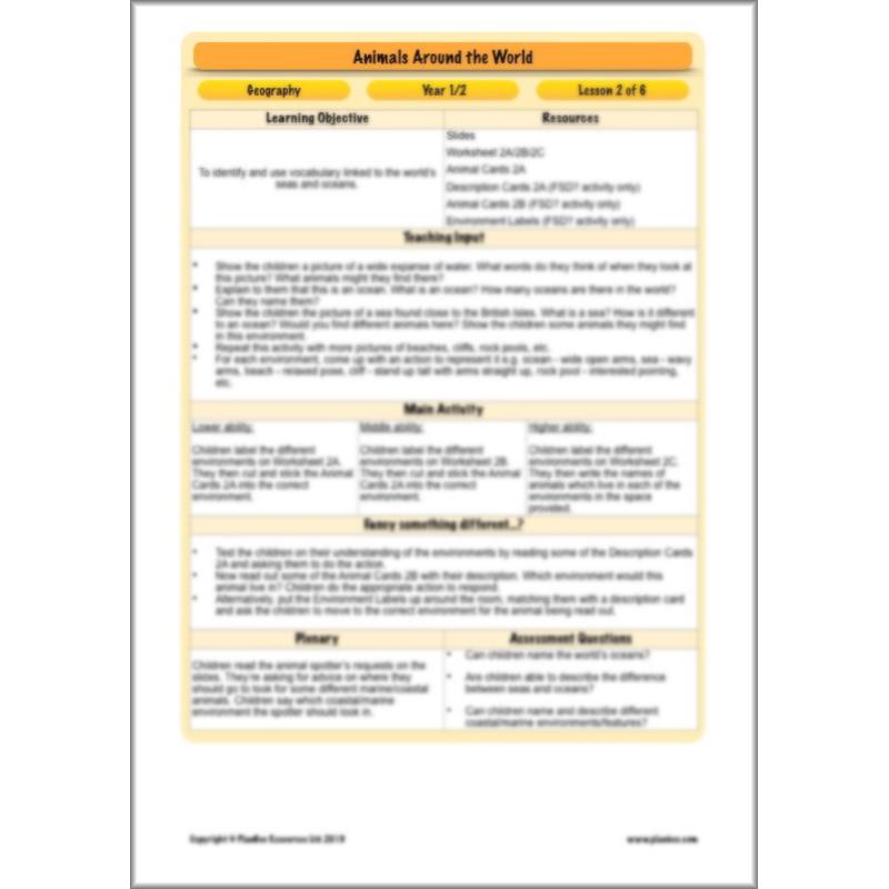 PlanBee Animals Around the World KS1 Geography - PlanBee