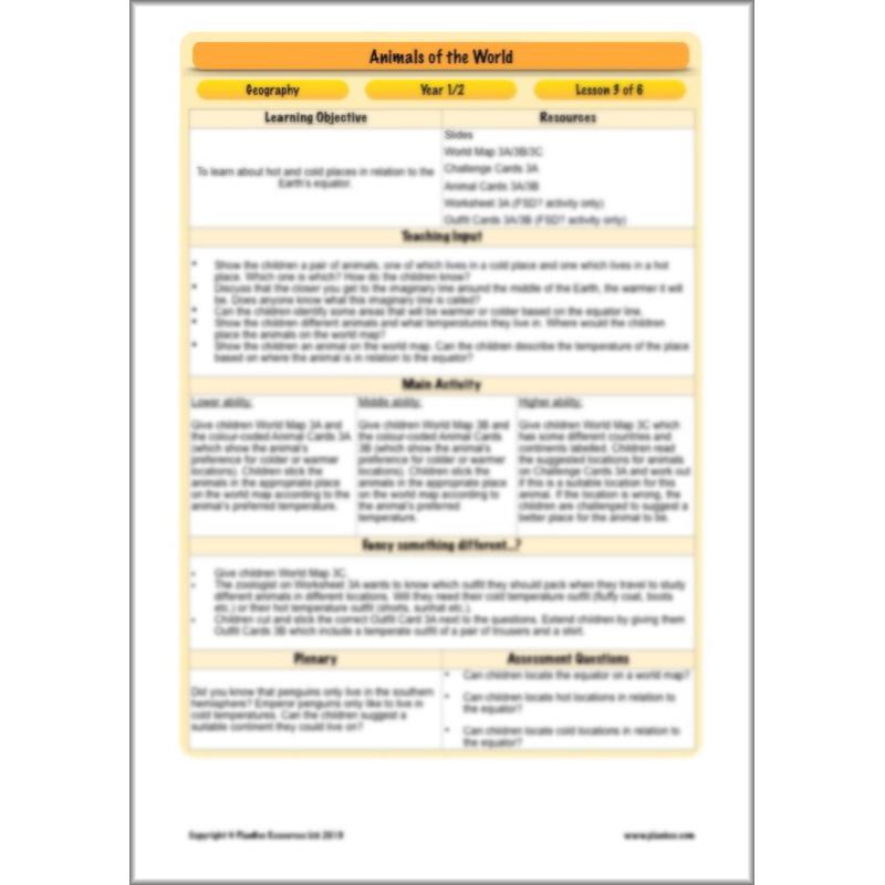 PlanBee Animals Around the World KS1 Geography - PlanBee