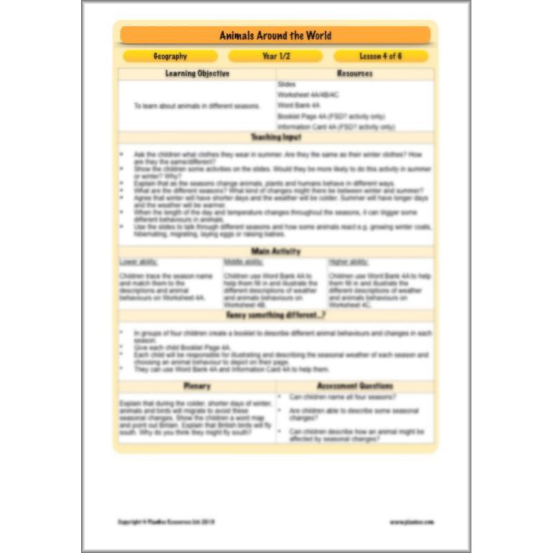 PlanBee Animals Around the World KS1 Geography - PlanBee