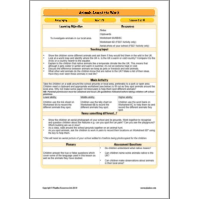 PlanBee Animals Around the World KS1 Geography - PlanBee