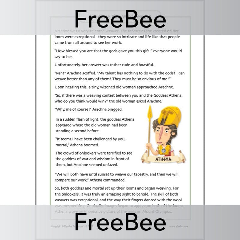 PlanBee FREE Arachne Greek Mythology Story Sheet by PlanBee