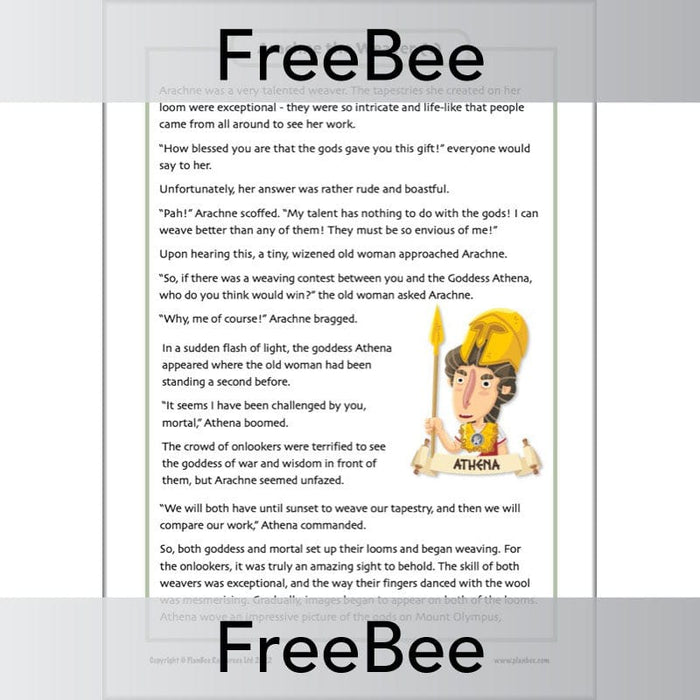PlanBee FREE Arachne Greek Mythology Story Sheet by PlanBee