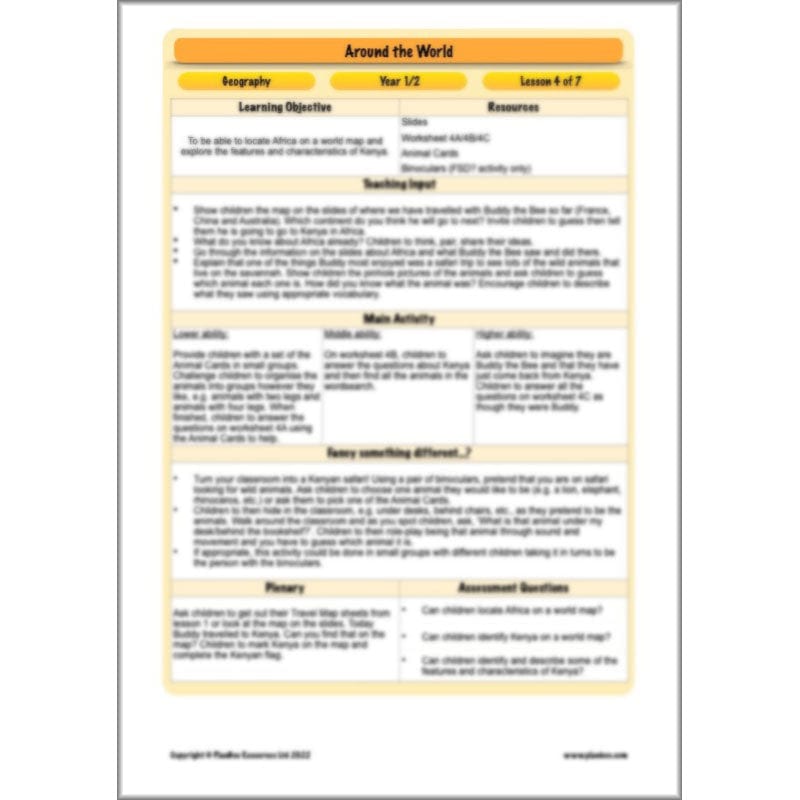 PlanBee Continents of the World KS1 | Around the World Year 1 and Year 2