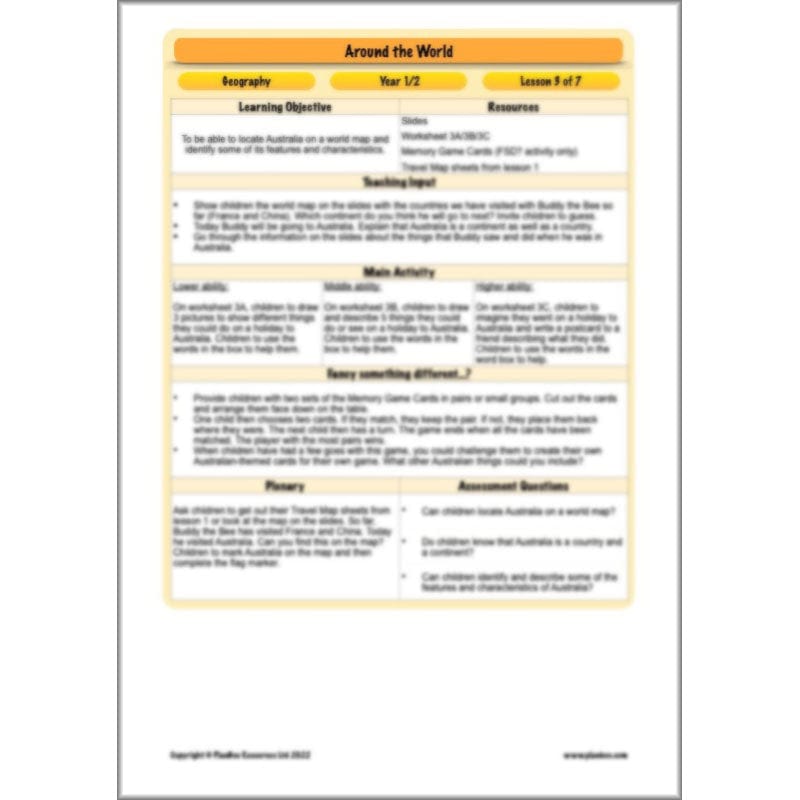 PlanBee Continents of the World KS1 | Around the World Year 1 and Year 2