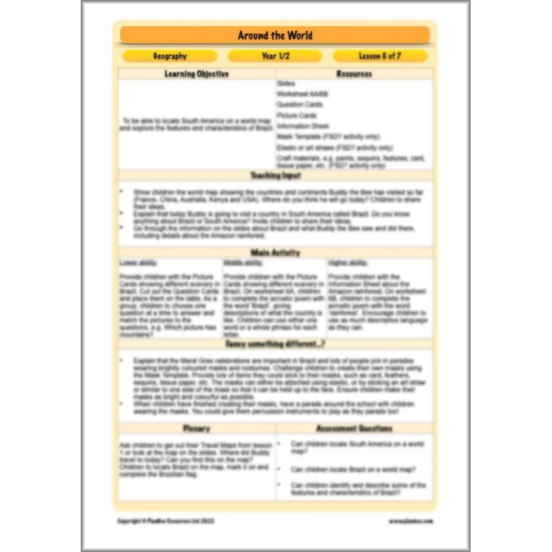 PlanBee Continents of the World KS1 | Around the World Year 1 and Year 2