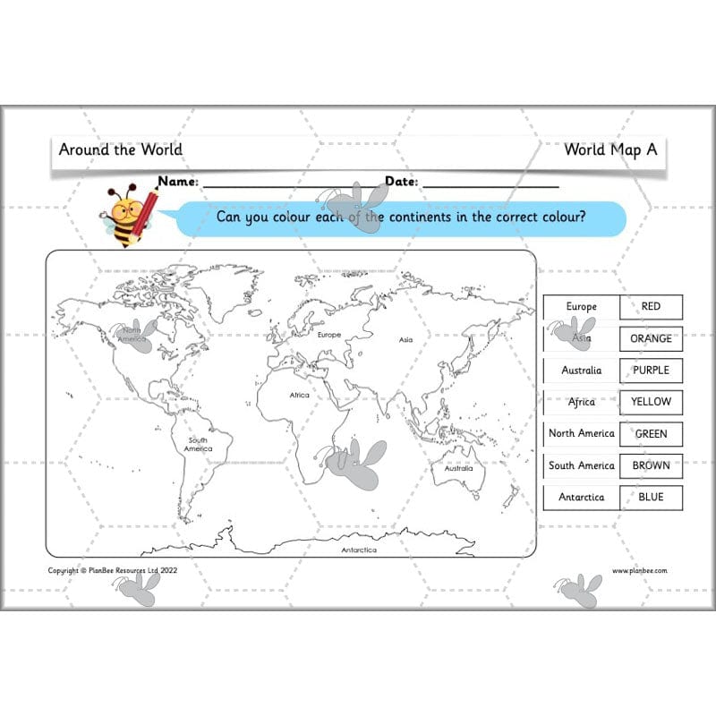 PlanBee Continents of the World KS1 | Around the World Year 1 and Year 2