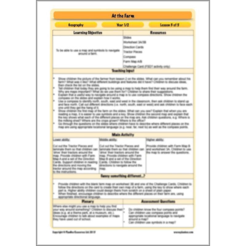 PlanBee At the Farm lesson plans KS1 Geography pack by PlanBee