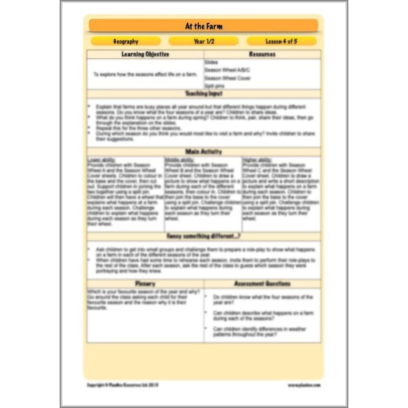 PlanBee At the Farm lesson plans KS1 Geography pack by PlanBee