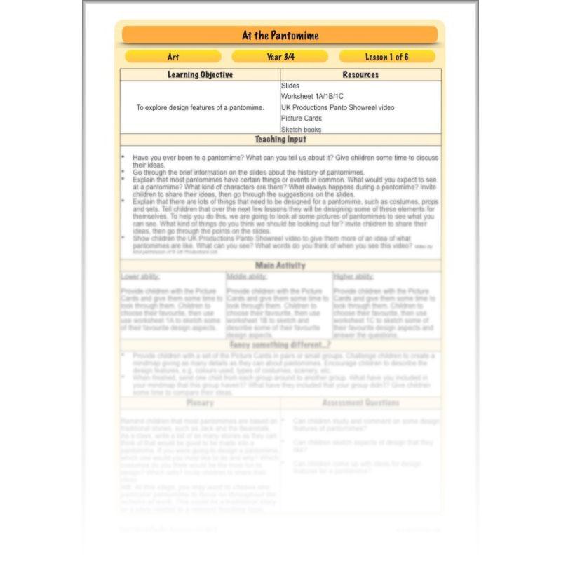 PlanBee Pantomime Ideas for KS2 Art Lessons by PlanBee