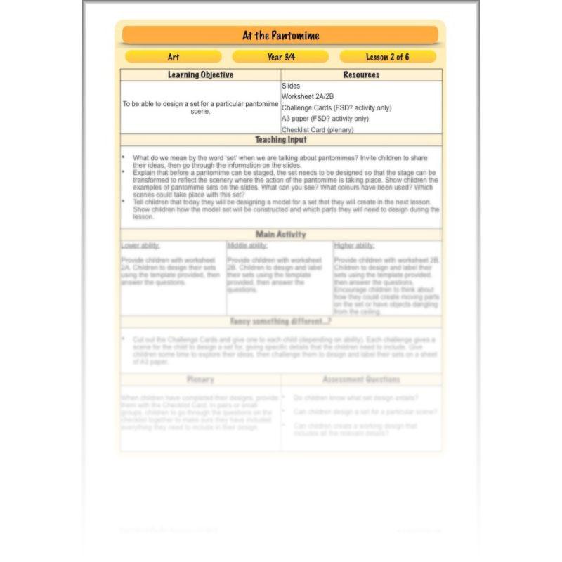 PlanBee Pantomime Ideas for KS2 Art Lessons by PlanBee