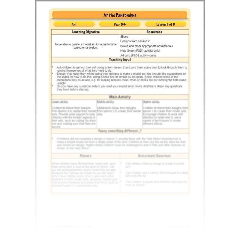 PlanBee Pantomime Ideas for KS2 Art Lessons by PlanBee