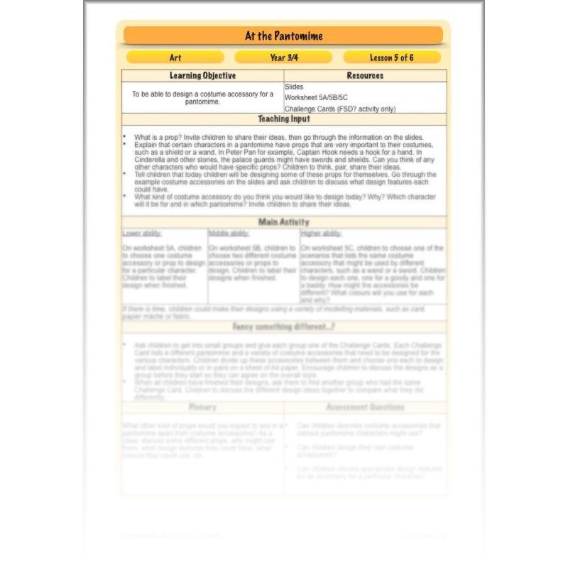 PlanBee Pantomime Ideas for KS2 Art Lessons by PlanBee