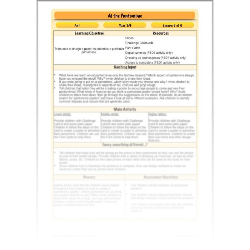 PlanBee Pantomime Ideas for KS2 Art Lessons by PlanBee