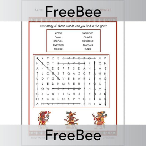 PlanBee Aztecs Word Search | PlanBee FreeBees