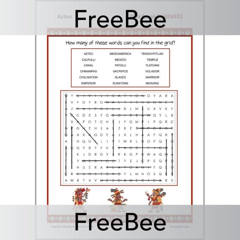 PlanBee Aztecs Word Search | PlanBee FreeBees