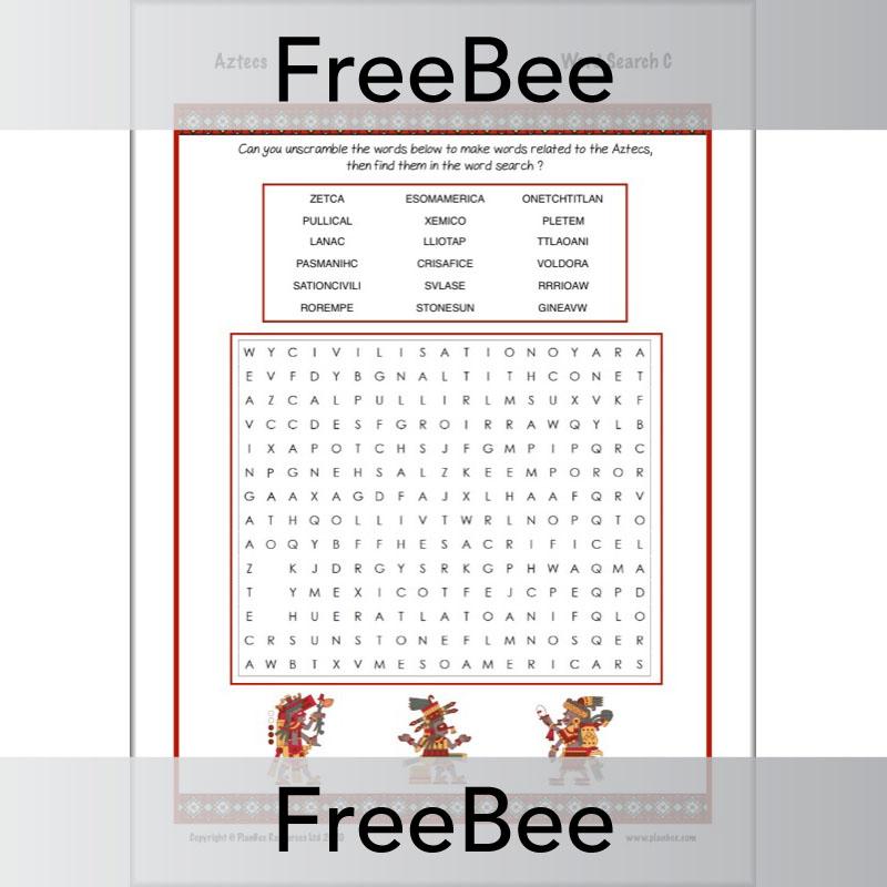 PlanBee Aztecs Word Search | PlanBee FreeBees