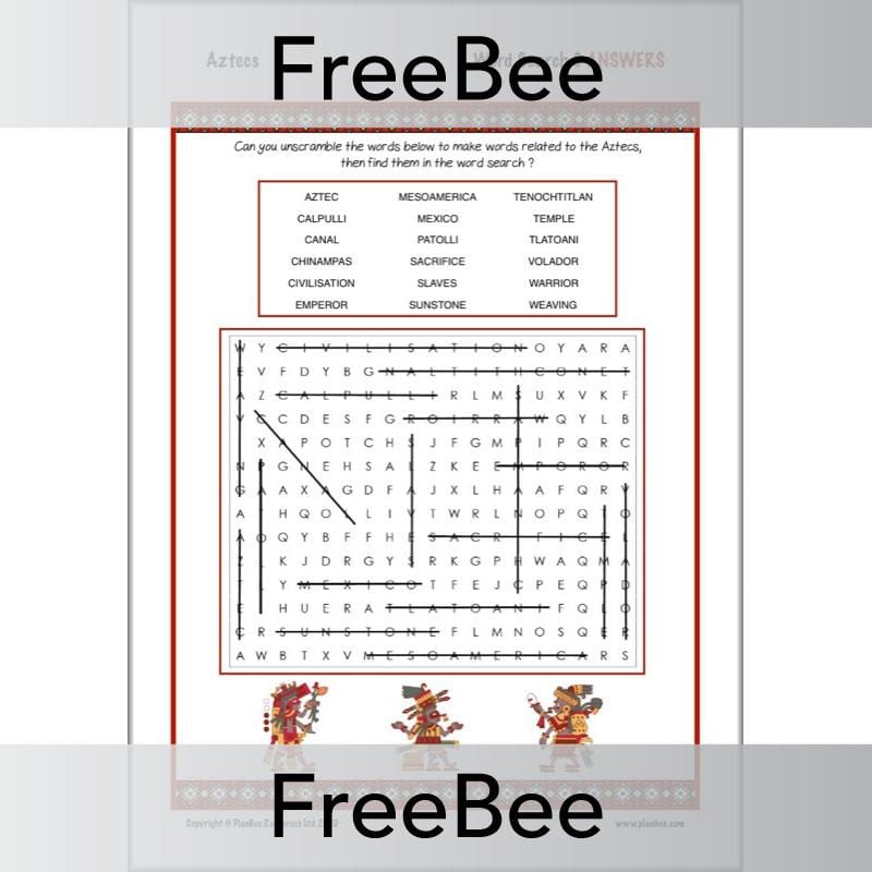 PlanBee Aztecs Word Search | PlanBee FreeBees