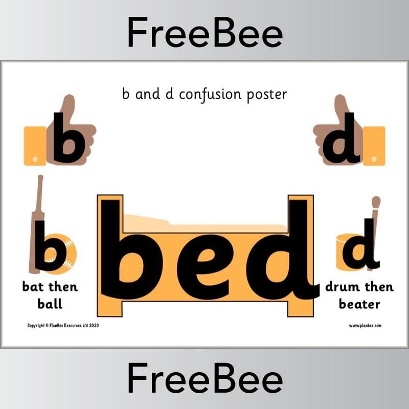 PlanBee Free b and d poster - b-and-d confusion resource by PlanBee