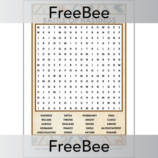 PlanBee Free Battle of Hastings Word Search by PlanBee