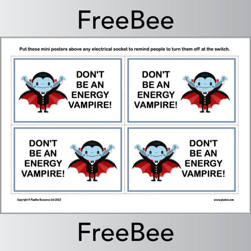FREE Be Energy Aware Poster Pack by PlanBee