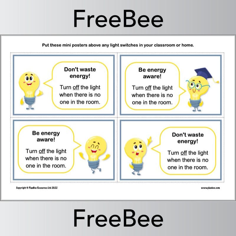 FREE Be Energy Aware Poster Pack by PlanBee