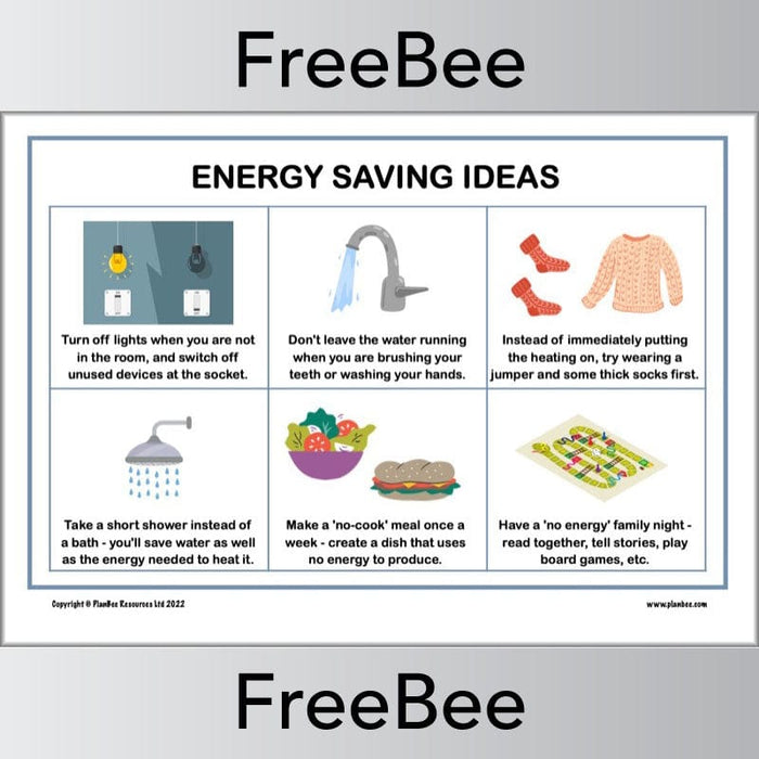 FREE Be Energy Aware Poster Pack by PlanBee
