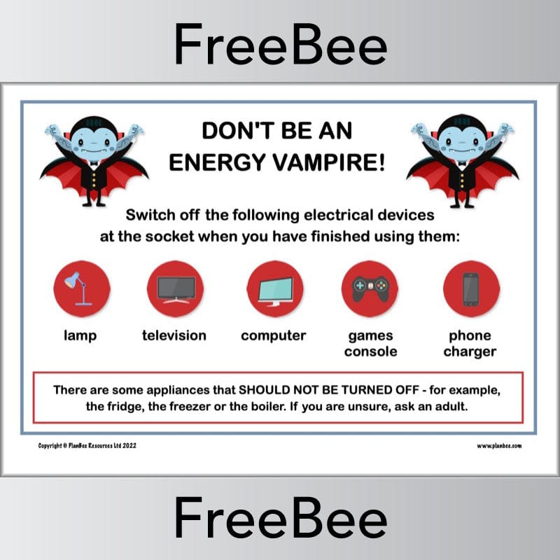 FREE Be Energy Aware Poster Pack by PlanBee