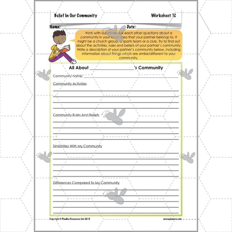 PlanBee Belief In Our Community: Complete set of KS2 RE lessons