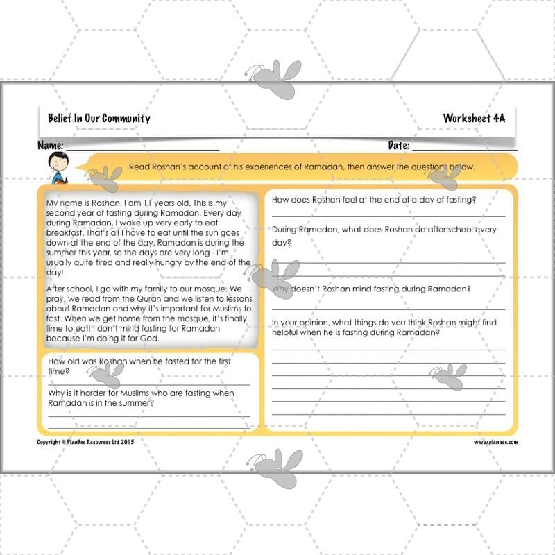 PlanBee Belief In Our Community: Complete set of KS2 RE lessons