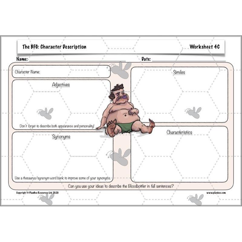 PlanBee The BFG Character Description | Planning and Resources | Year 3