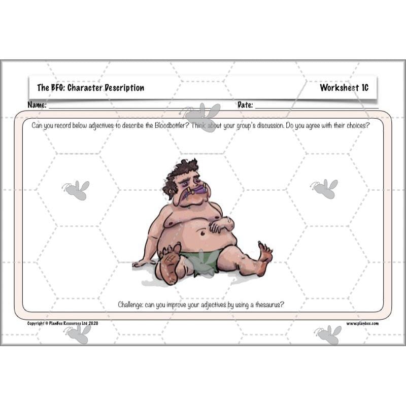 PlanBee The BFG Character Description | Planning and Resources | Year 3