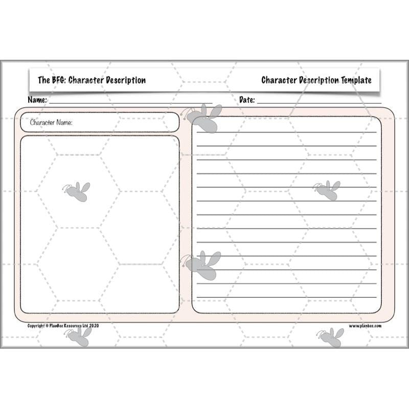 PlanBee The BFG Character Description | Planning and Resources | Year 3