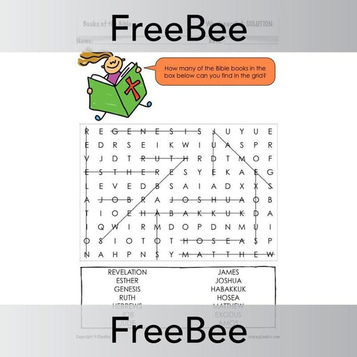 Free Downloadable Books of the Bible Word Search Answers by PlanBee