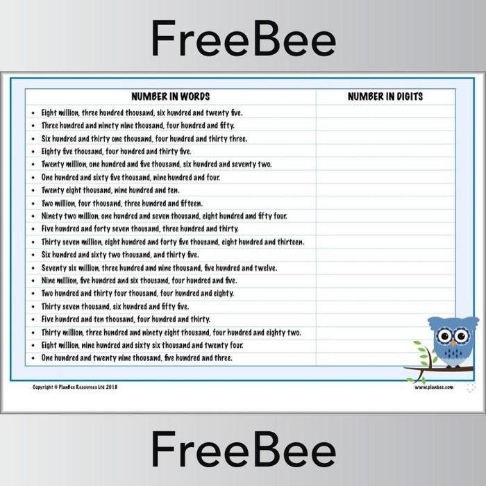 PlanBee Big Numbers Puzzle | Free KS2 Maths Puzzle