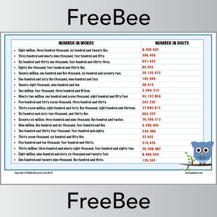 PlanBee Big Numbers Puzzle | Free KS2 Maths Puzzle