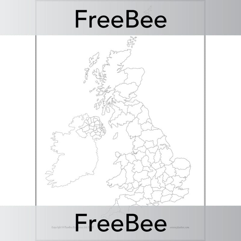 FREE Blank Map of UK Counties by PlanBee