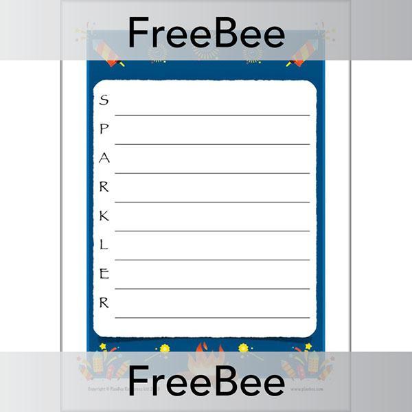 FREE Acrostic Sparkler Poem Template by PlanBee