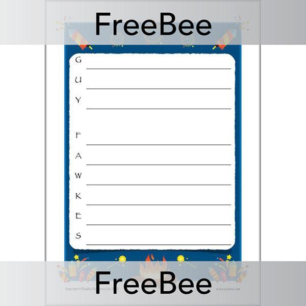FREE Acrostic Guy Fawkes Poem Template by PlanBee