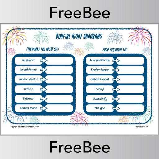FREE Bonfire Night Anagrams by PlanBee