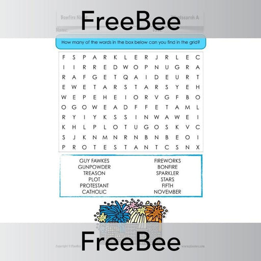 FREE Printable Bonfire Night Word Search by PlanBee