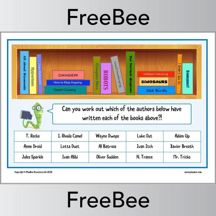 PlanBee Free Book Titles Puzzle Display Poster by PlanBee