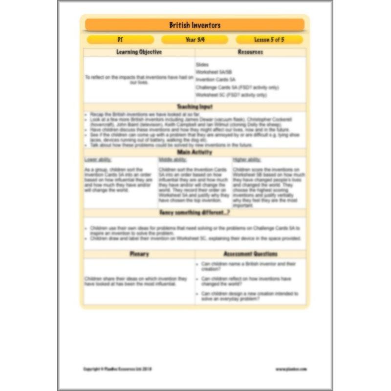 PlanBee British Inventors - British Inventions KS2 DT planning