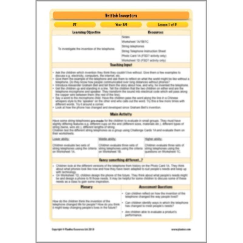 PlanBee British Inventors - British Inventions KS2 DT planning