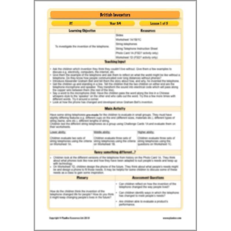 PlanBee British Inventors - British Inventions KS2 DT planning